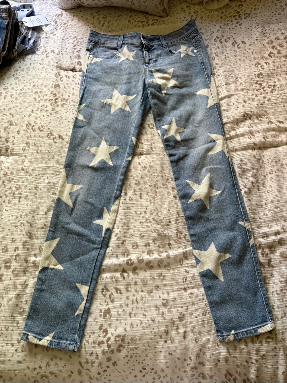 Stella McCartney Light Blue Denim Jeans with White Star Print